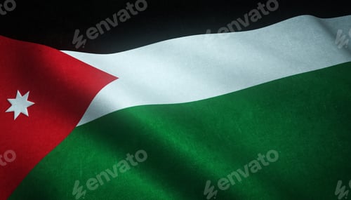 Preview: Closeup shot of the waving flag of Jordan with interesting textures