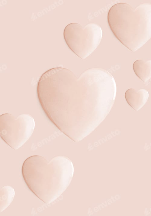 Preview: round drops of transparent gel serum on beige background