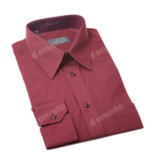 Preview: Folded Burgundy Button-Down Shirt on White Background