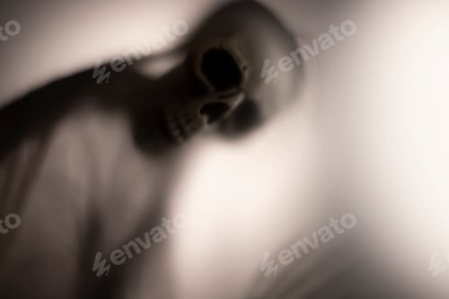 Preview: Shadow blur of horror skeleton. Halloween background.