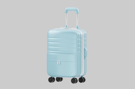 Preview: Light blue travel suitcase rolling