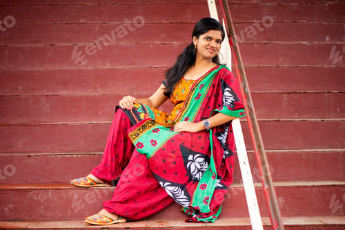 Preview: Portrait of Happy young beautiful Indian woman