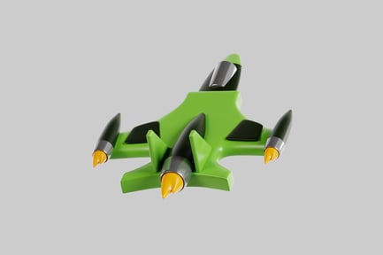 Preview: Cartoon green spaceship fighter jet
