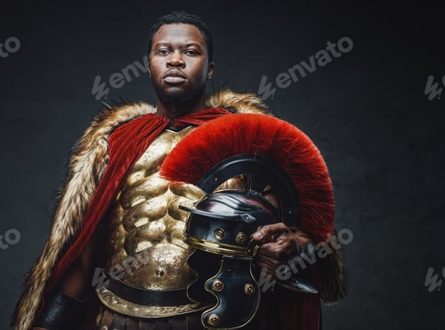 Preview: Antique roman legionary with helmet of african ethnic
