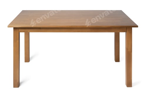 Preview: Wooden table with rectangle tabletop isolated on white