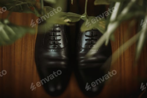Preview: Stylish black man's shoes closeup