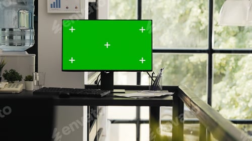 Preview: Empty office with greenscreen desktop