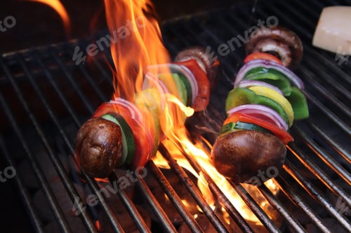 Preview: Vegetable Shish-kabob skewers on grill