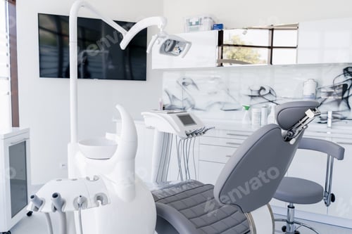 Preview: Dental chair and other accessories during Modern dental practice