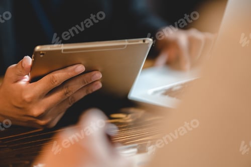 Preview: business person who working to strategy research information of client request service system