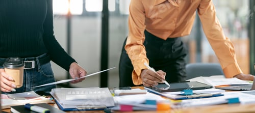 Preview: . business people talking, planning analyze investment and marketing on tablet in office.