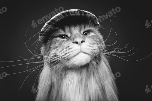 Preview: beautiful maine coon cat in hat
