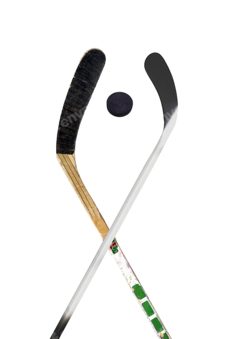 Preview: Hockey stick and puck on white