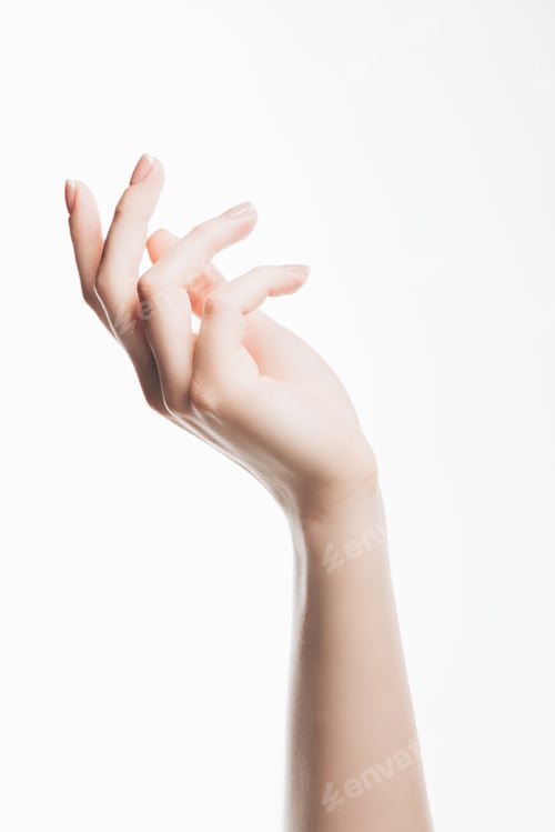Preview: cropped shot of female hand with beautiful clear skin isolated on white