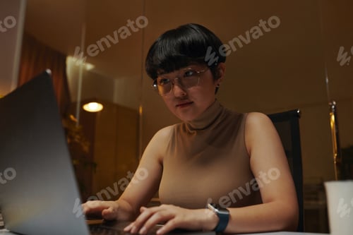 Preview: Young Woman Working on Laptop