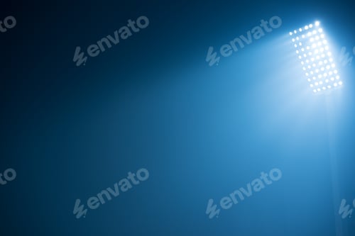 Preview: Soccer Stadium Lights Reflectors Against Black Background