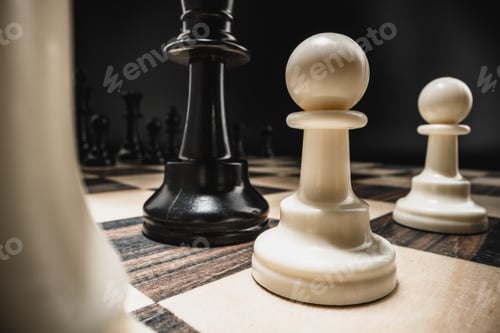 Preview: Chess figures on chess board macro photo