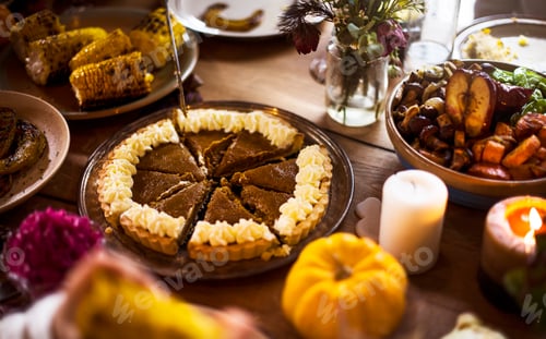 Preview: Cutting Pumpkin Pie Dessert Thanksgiving Holiday Concept