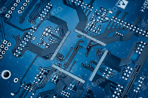 Preview: blue printed circuit board with gold plating