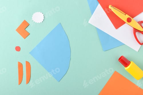 Preview: DIY fish. Step-by-step instructions. Copy space. Flat lay, top view