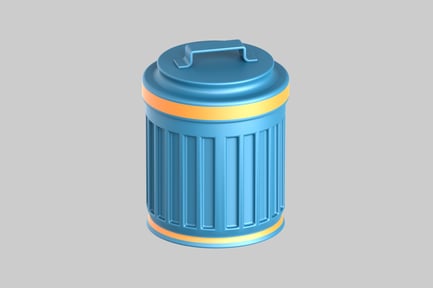 Preview: Blue plastic trash can with lid