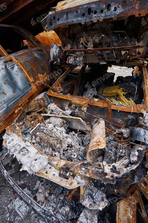 Preview: Annihilated body of car during war in Ukraine