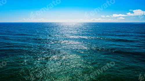 Preview: Aerial view over azure ocean with rolling waves. Top view to the ocean in summer sunny day.