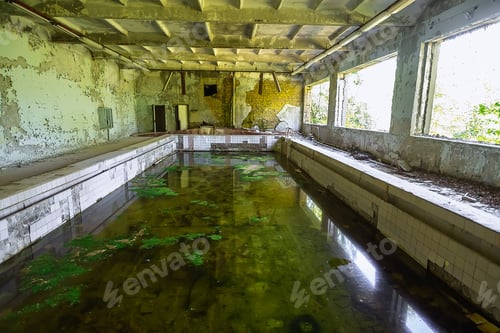 Preview: Abandoned school swimming pool in ghost town Pripyat Chornobyl Zone