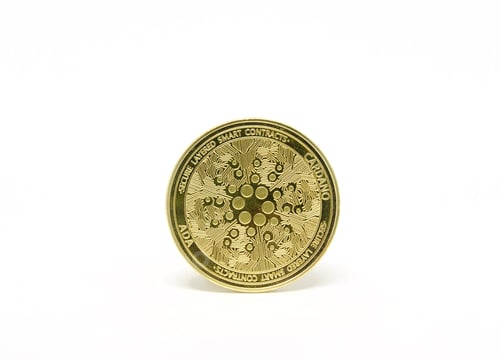 Preview: Cardano coin cryptocurrency trading on white background