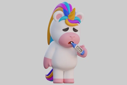 Preview: Cartoon unicorn with thermometer