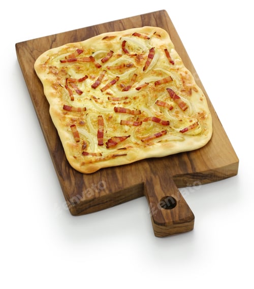 Preview: traditional alsatian pie, tart flambe, flammekueche