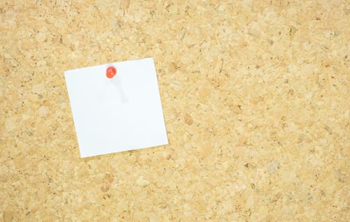 Preview: notepad with red pushpin on corkboard