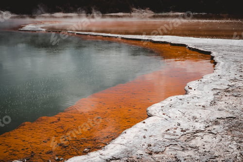 Preview: Steam over water of magnificent lake