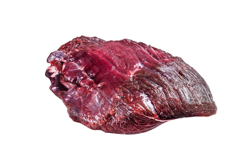 Preview: Venison raw deer meat on a table. Isolated on white background.