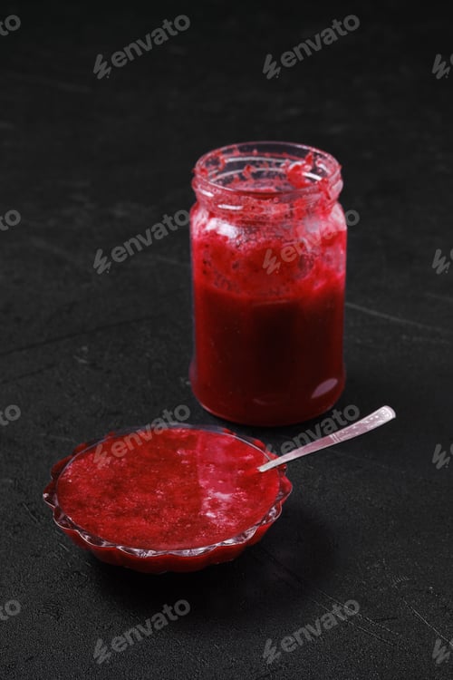 Preview: Jar and saucer with cherry jam