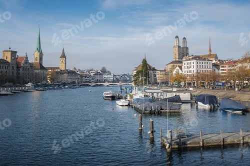 Preview: Zurich Skyline with church towers - Zurich, Switzerland