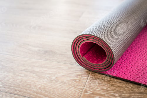Preview: Rolled Yoga Mat on Light Wooden Floor