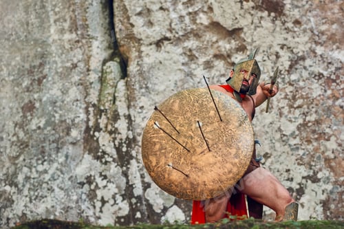 Preview: Mature Spartan warrior in the woods