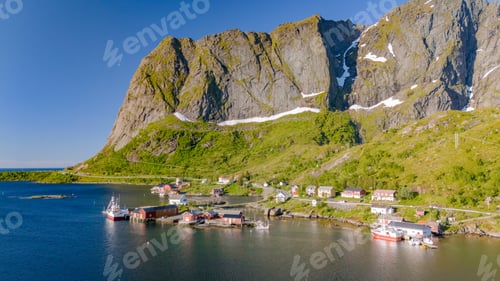 Preview: Coastal Village Nestled Beneath Norwegian Mountains, Reine, Lofoten, Norway