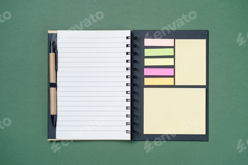 Preview: Spiral notebook on a green background