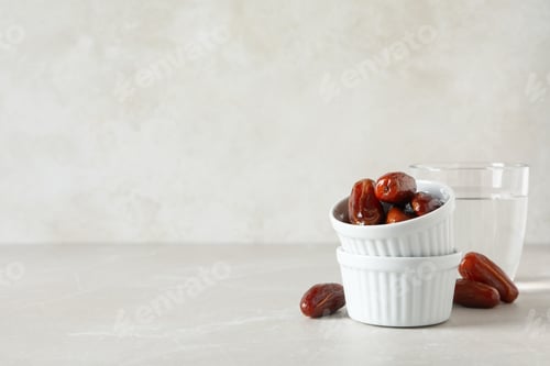 Preview: Concept of tasty food, dates, space for text