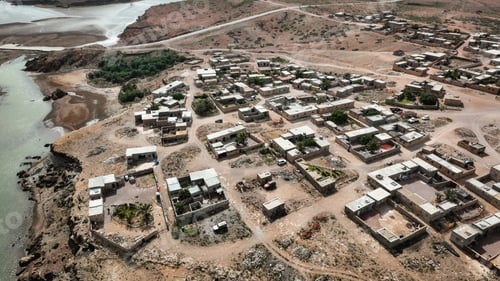 Preview: Stunning aerial view of Socotra Island showcasing unique village layout and natural landscape