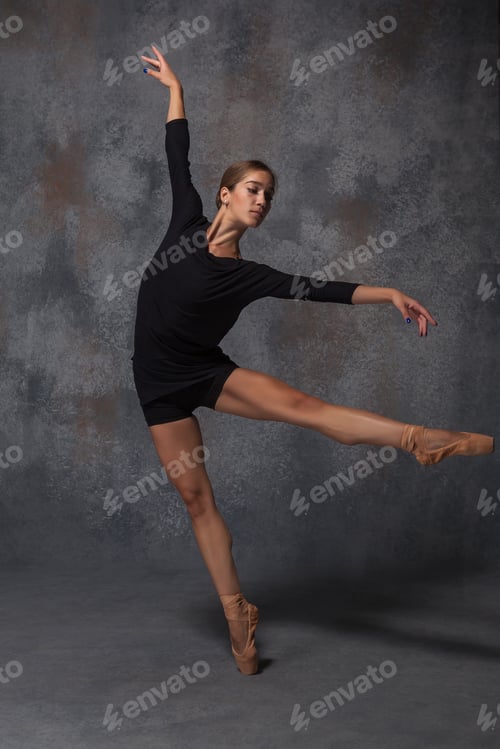 Preview: The Young Beautiful Modern Style Dancer Posing On A Studio Gray Background