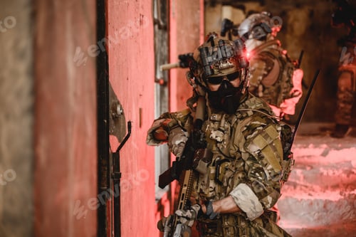 Preview: Expert team of soldiers attacking enemy during military operation