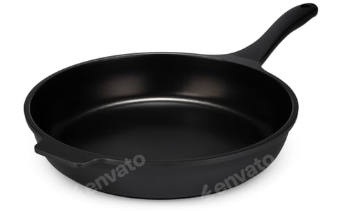 Preview: New black frying pan isolated on white background
