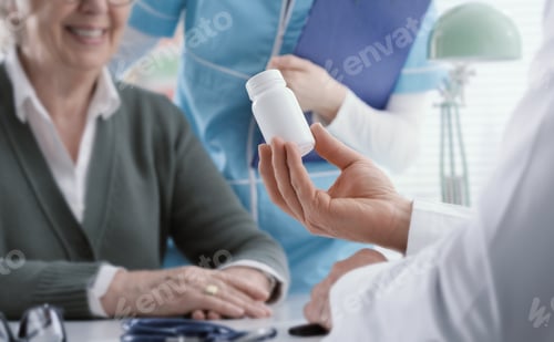 Preview: Professional doctor giving a prescription medicine to a patient