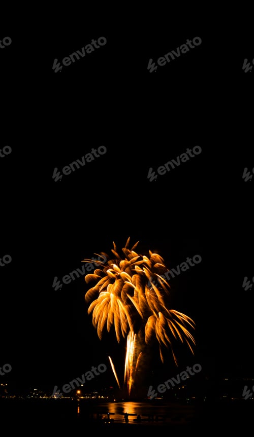 Preview: Firework on Black Dark Sky Background