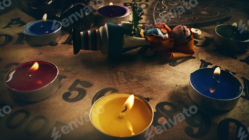 Preview: Candles and Handmade Doll on Ouija Board