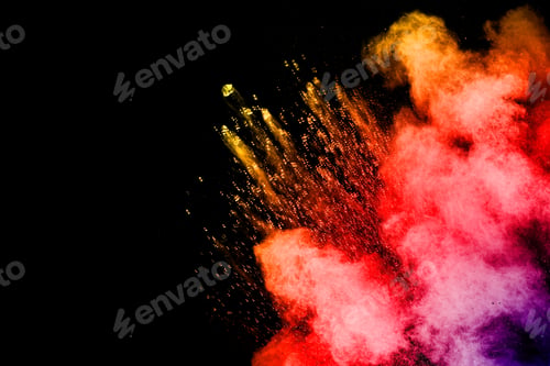 Preview: Colorful explosion for Holi powder.Abstract background of color particles burst or splashing.