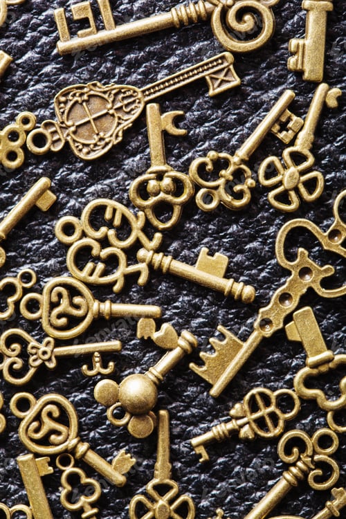 Preview: steampunk old vintage metal keys background